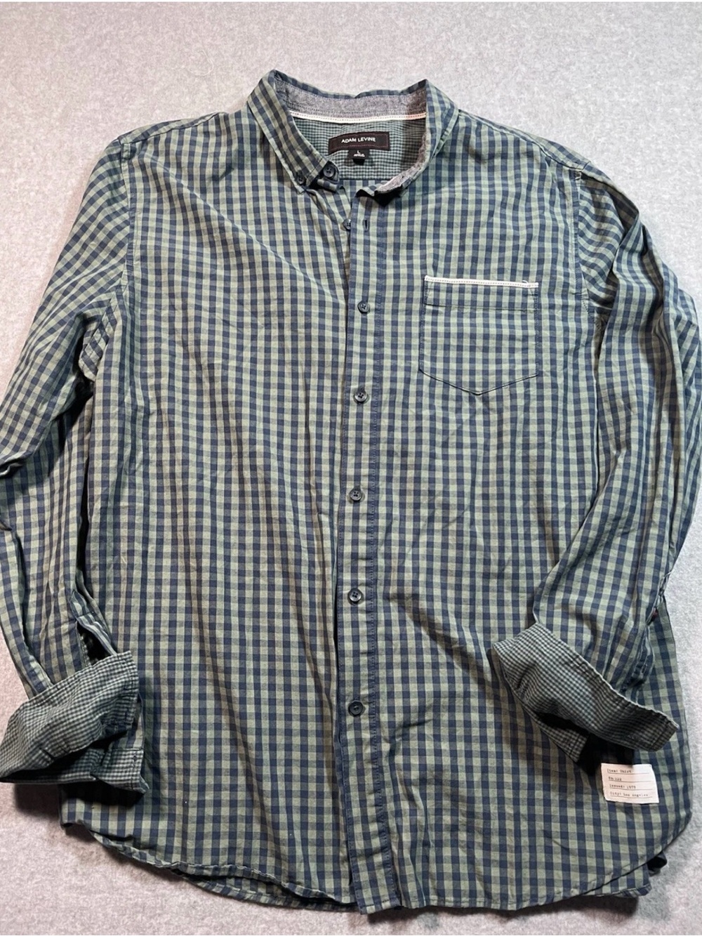 Adam Levine Collection Green and Navy Plaid Button-Down Shirt